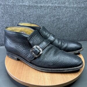 Lee Kee Hong Kong Black Leather Chukka Boots Monk Strap Dress Shoes Sz 43 9 VTG